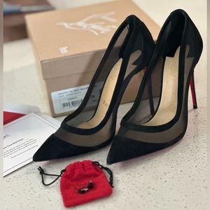 Christian Louboutin Galativi 100 Veau Velours/Rete Black Size 38